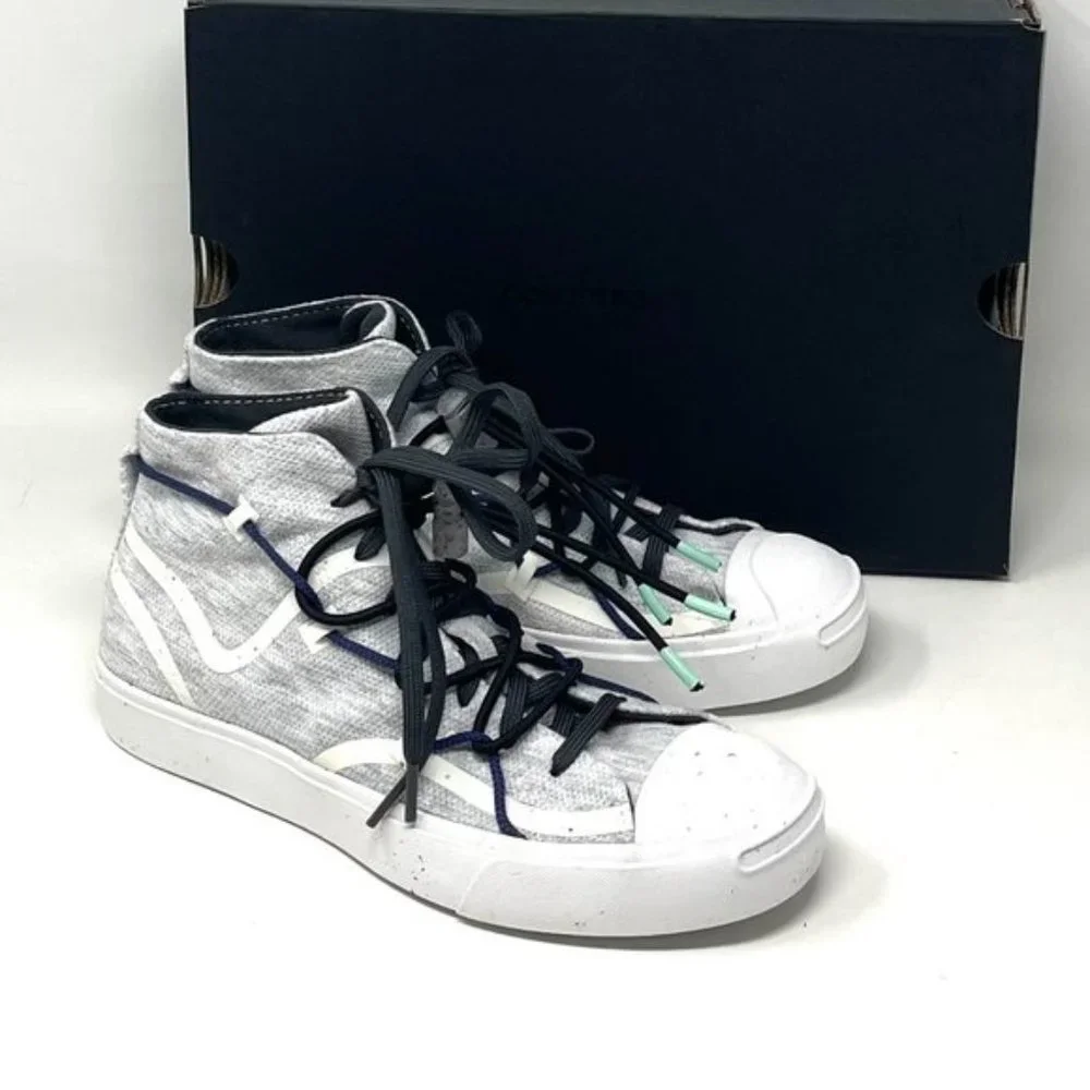 💖MEGA SALE💖Converse Jack Purcell Rally Mid  White Gray  Men's  Canvas 170947C - Picture 4 of 10